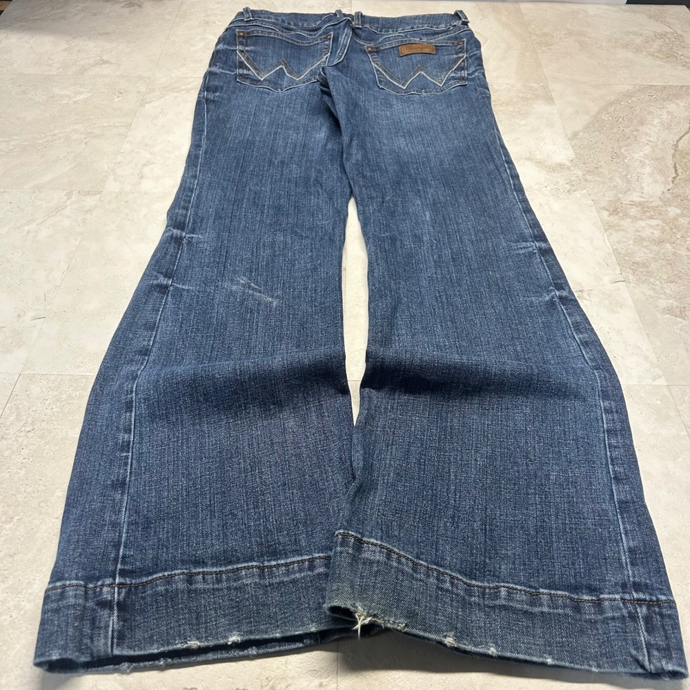 Wrangler Flare Leg Jeans Blue Mens 11x34 Medium Wash Western Denim 0773